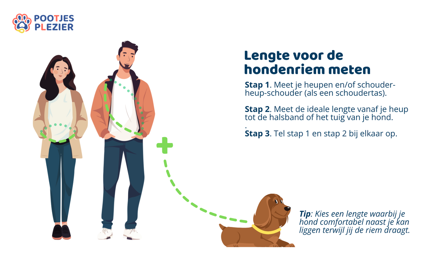 Uitleg over hoe je de lengte voor een hondenriem opmeet