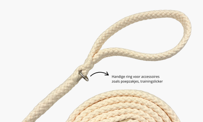 Crème - Hondenriem met handvat 250cm - tot 20kg