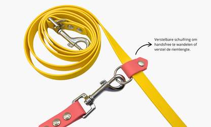 Geel + Koraal - Handsfree hondenriem 250cm | Tot 20kg