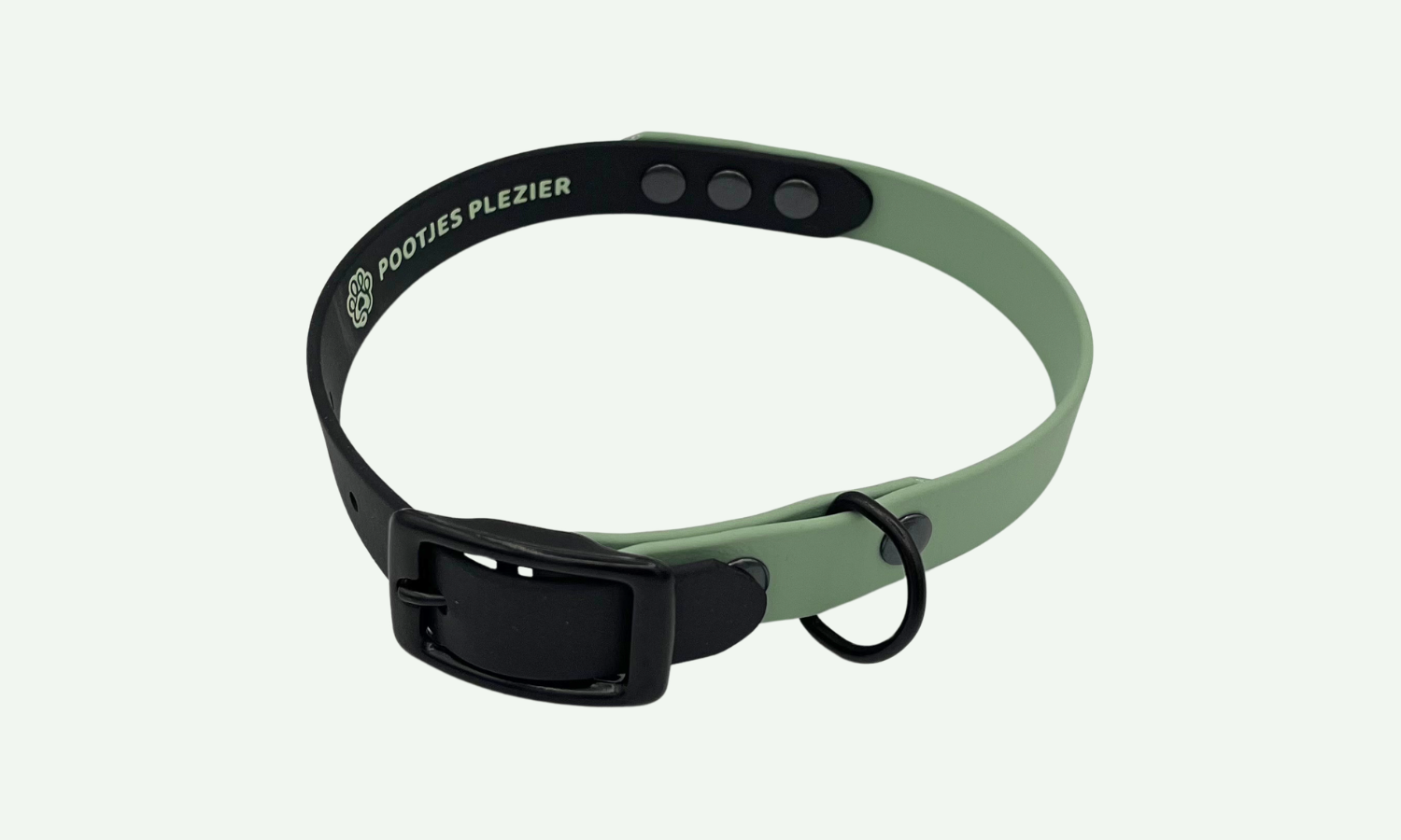 Honden halsband in de kleuren lichtgroen en zwart