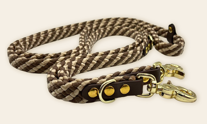 Verstelbare en handsfree 7 in 1 hondenriem - Touw: Mokka