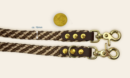 Verstelbare en handsfree 7 in 1 hondenriem - Touw: Mokka