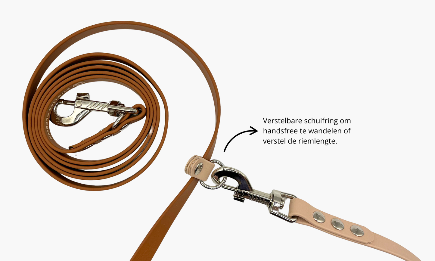 Lichtbruin + Beige - Handsfree hondenriem 260cm | Tot 20kg