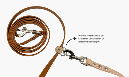 Lichtbruin + Beige - Handsfree hondenriem 260cm | Tot 20kg