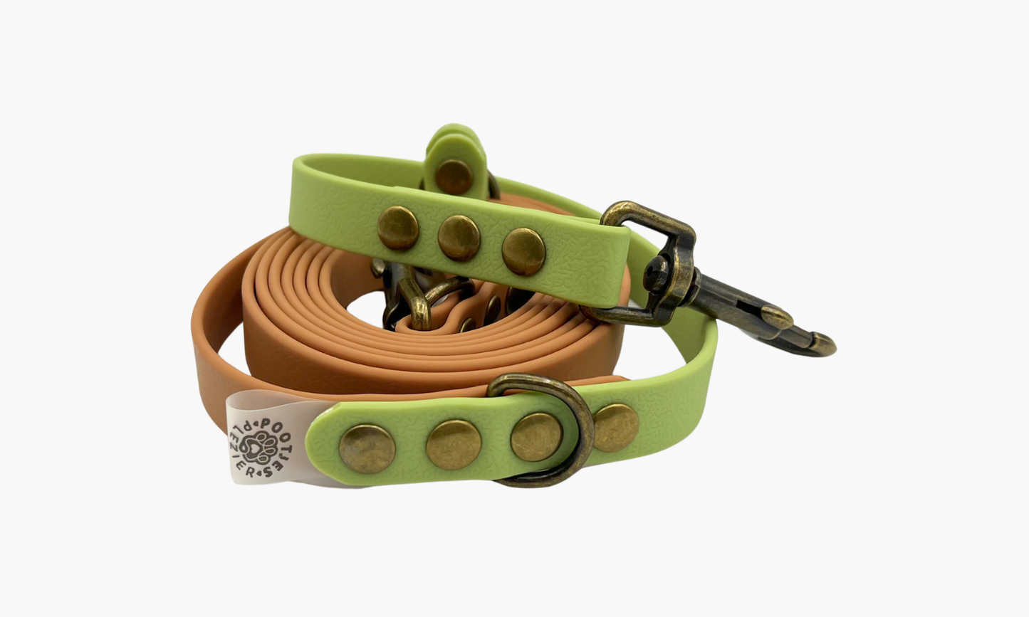 Lichtbruin + Olijfgroen - Handsfree hondenriem 250cm | Tot 12,5kg