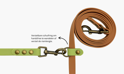 Lichtbruin + Olijfgroen - Handsfree hondenriem 250cm | Tot 12,5kg