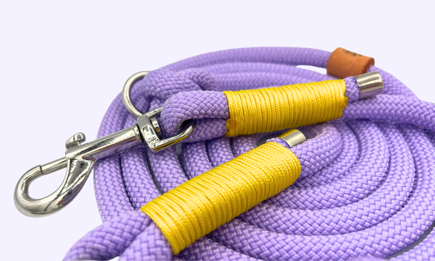 💜 Lavendel - Hondenriem touw (7-in-1)