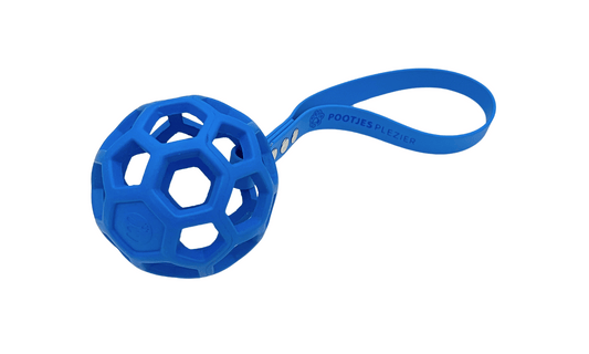 Slingerbal voor honden met Hol-ee roller en BioThane handgreep, geschikt voor apporteren en trekspelletjes